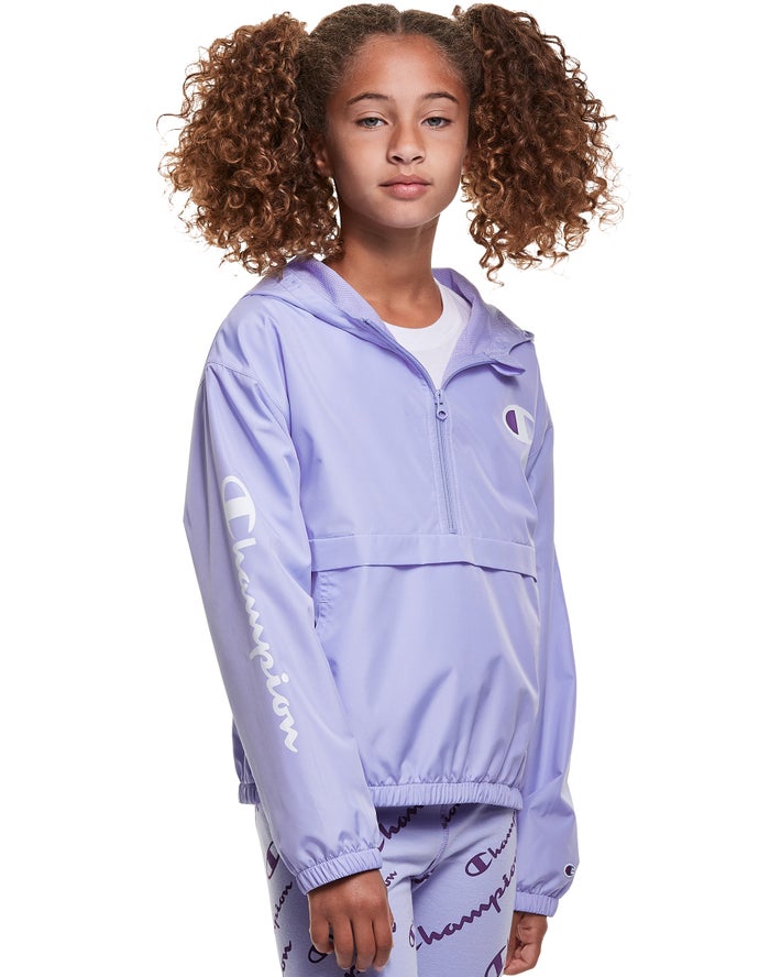 Champion Girls Jackets NZ - Windbreaker C Logo Light Purple ( 9072-OQCNF )